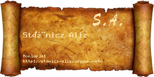 Stánicz Aliz névjegykártya